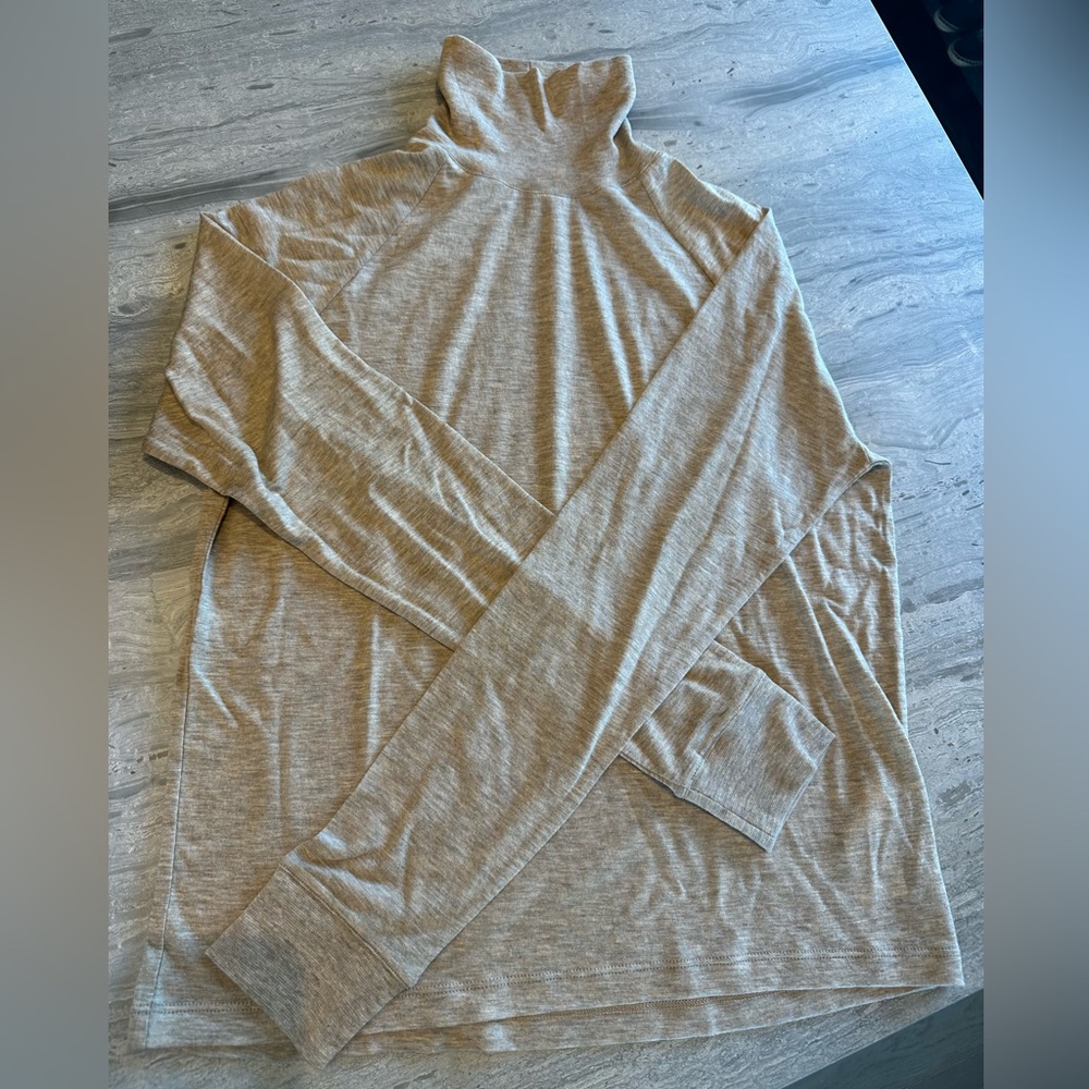 Vince Long Sleeve Beige Top Mock Neck